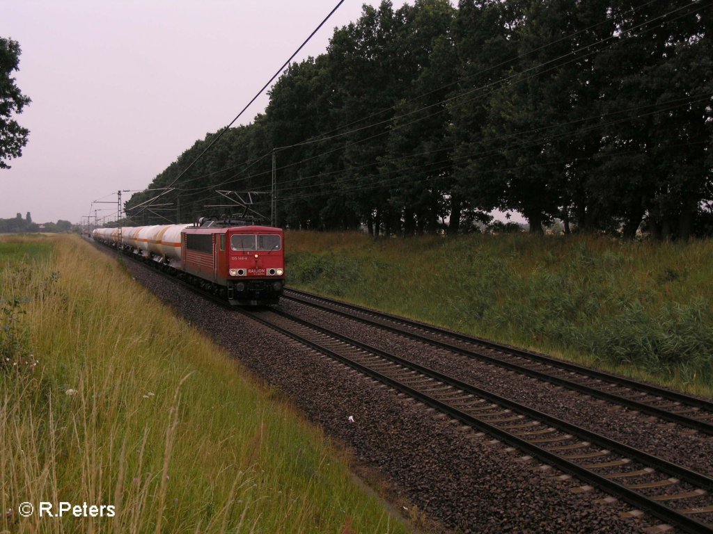 155 146-4 zieht bei Jacobsdorf ein Gas-Kesselzug nach Frankfurt/Oder. 13.07.08