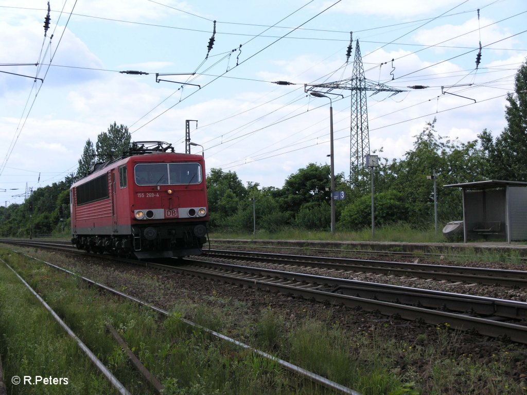 155 269-4 zieht solo durch Saarmund. 01.06.09