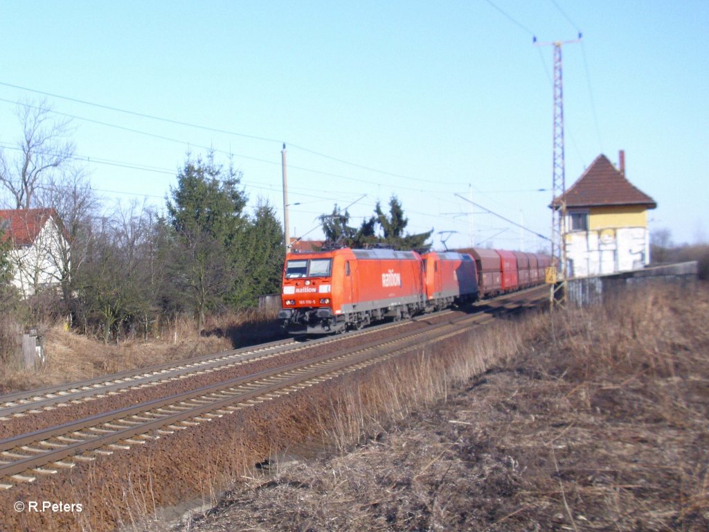 185 176-5 + 163 mit Kohlezug bei Frankfurt/Oder Nuhnen. 07.03.11