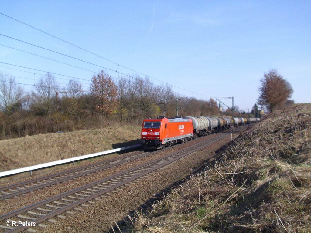 185 301-9 mit Kesselzug bei Fahlenbach. 24.03.11