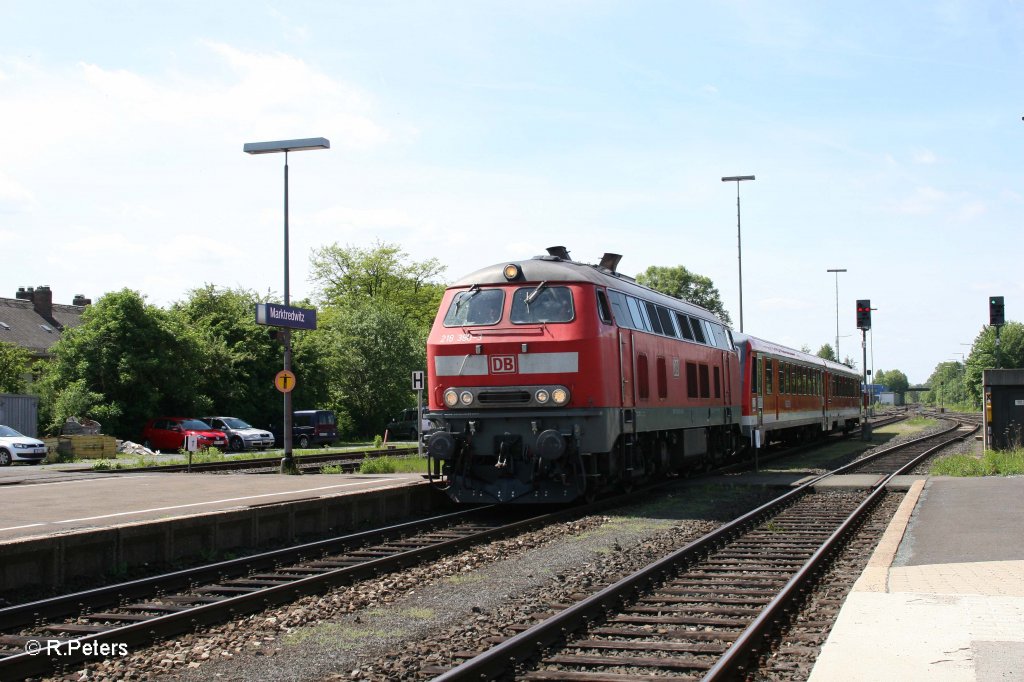 218 390-3 mit 628iger berfhrung nach Leipzig in Marktredwitz. 29.05.11