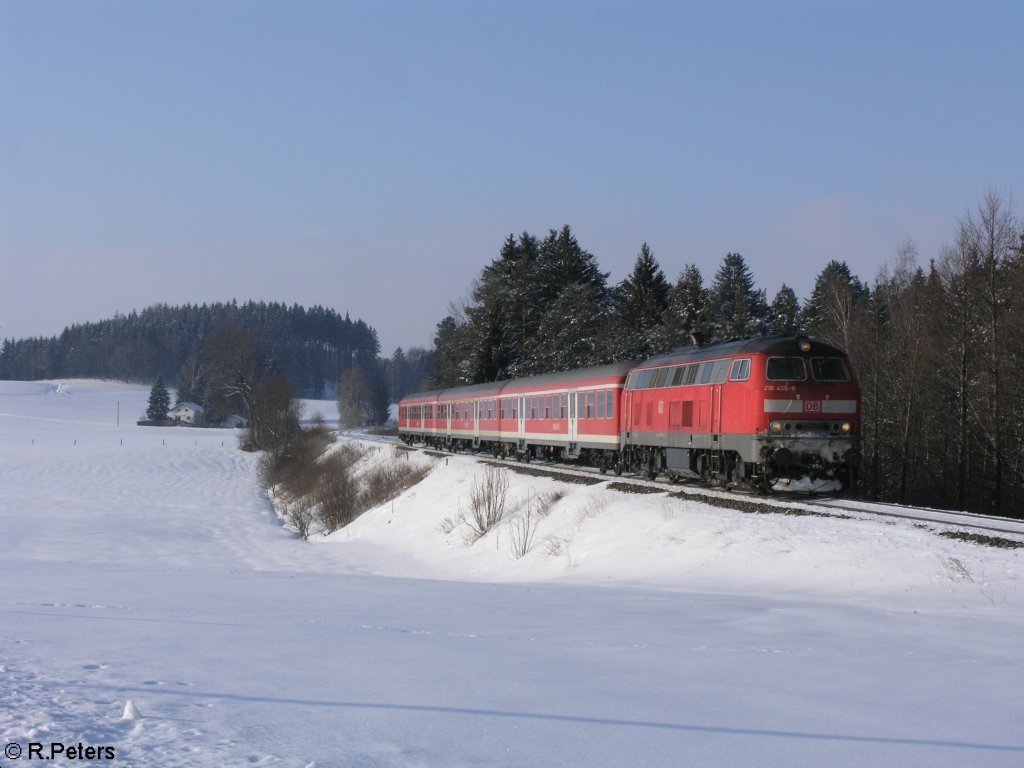 218 458-8 mit RE32715 nach Oberstdorf bei Ksers. 15.02.10