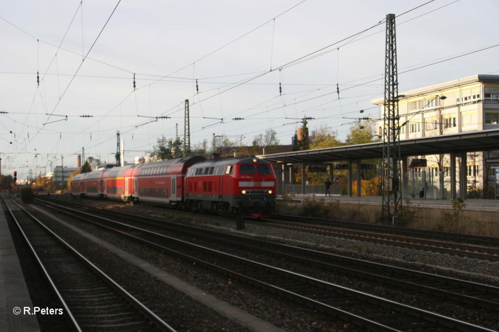 218 466-1 mit einem RE am Heimeranplatz. 04.11.10