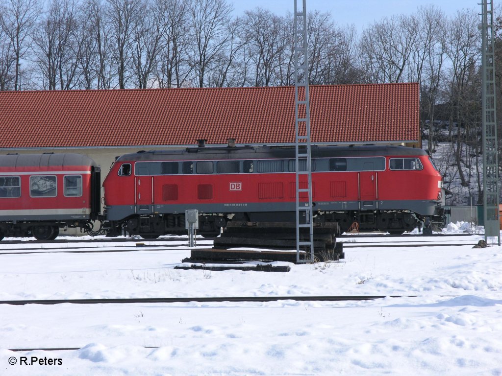 218 469-5 steht mit einer RB in Buchloe abgestellt.25.02.09