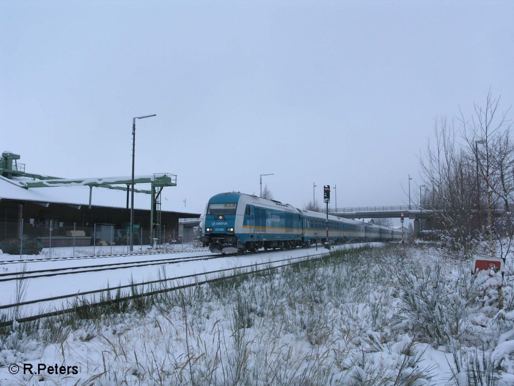 223 063 fhrt mit dem ALX37972 nach Hof in Wiesau/Oberpfalz ein. 13.12.08
