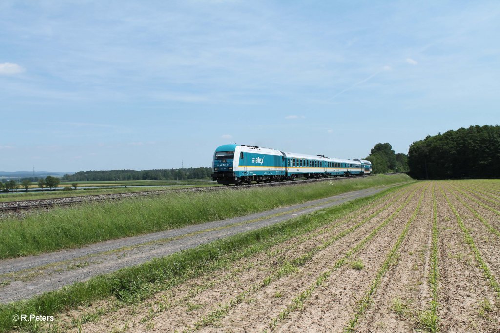 223 068 mit dem ALX84115 Mnchen - Hof mit 1 Stunde versptung bei Oberteich. 13.06.13