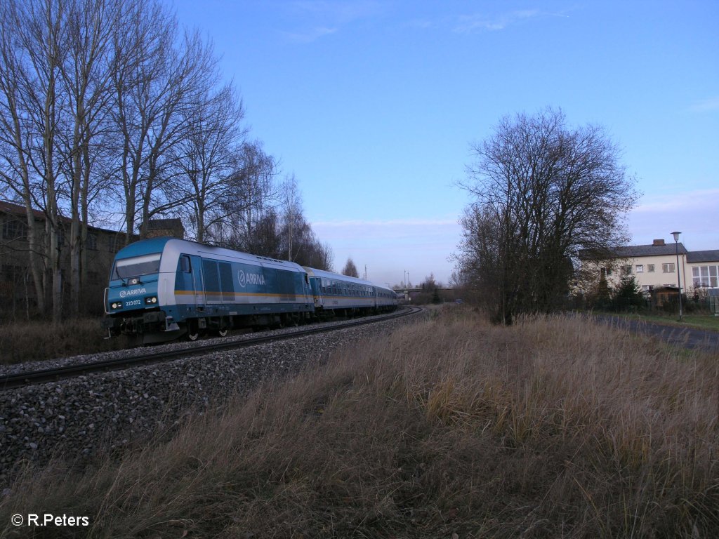 223 072 verlsst Wiesau/Oberpfalz mit den ALX37983 nach Mnchen. 21.11.09
