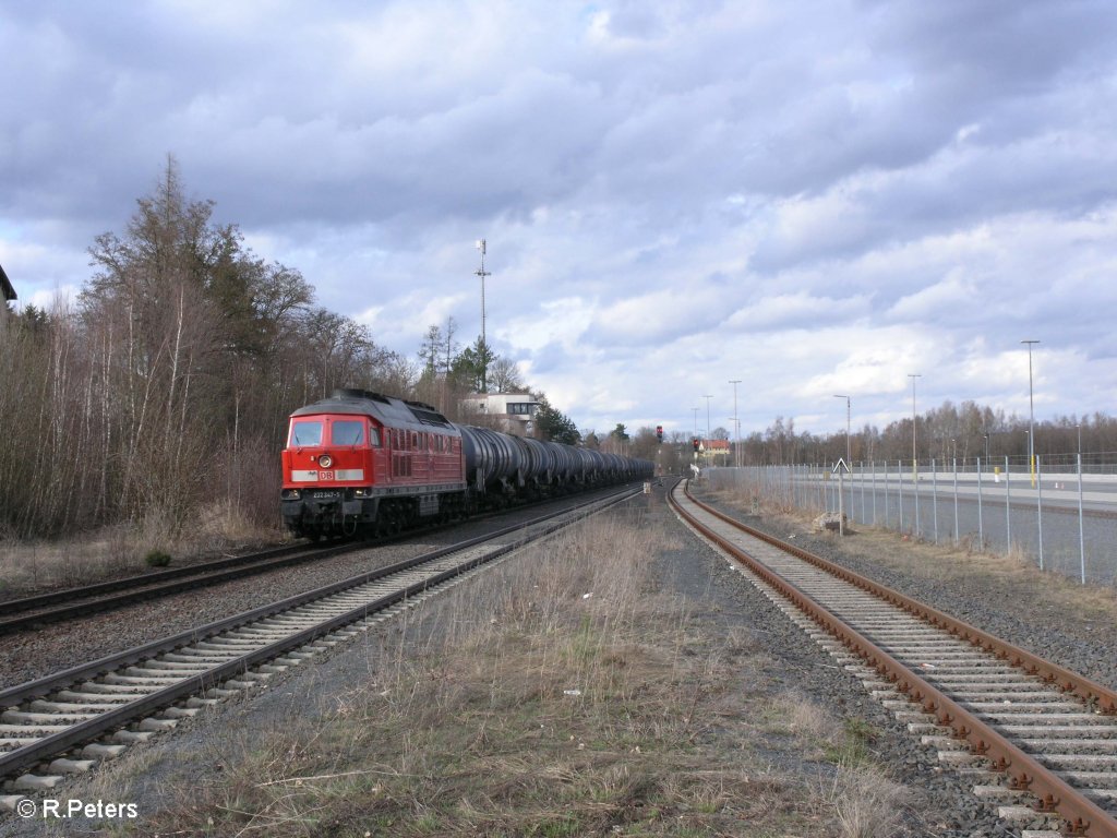 232 347-5 zieht ein Kesselzug durch Wiesau/Oberpfalz. 31.03.10