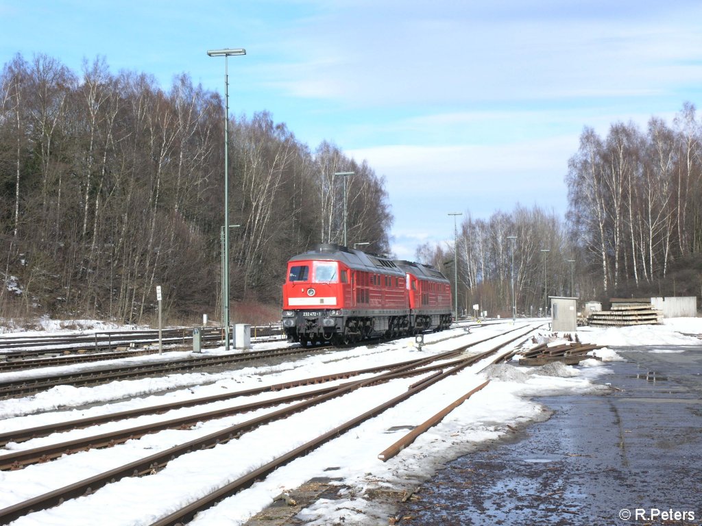 232 472-1 steht mit 232 589-2 in Marktredwitz abgestellt. 27.02.10