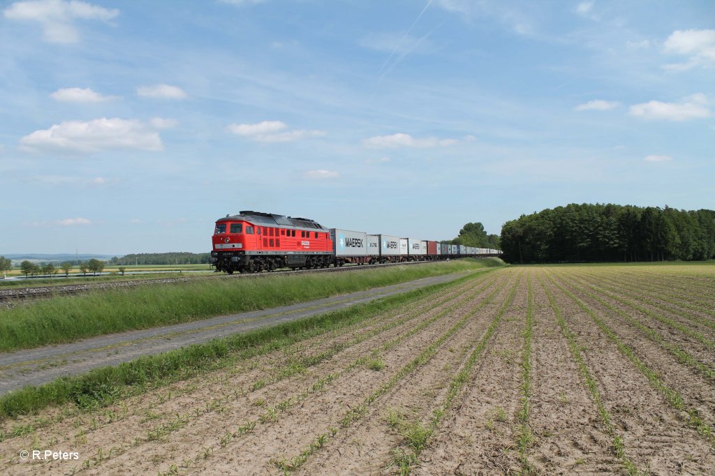 232 618-9 mit Containerzug bei Oberteich. 13.06.13