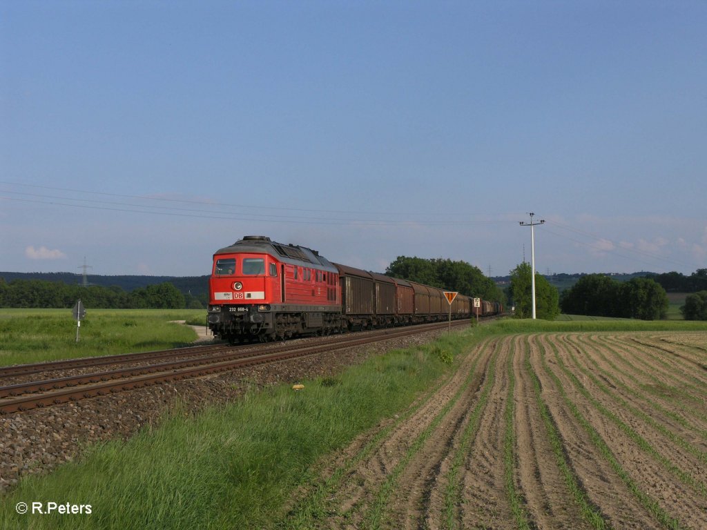 232 668-4 mit einem Umleitergterzug bei Zeitlarn. 29.05.10