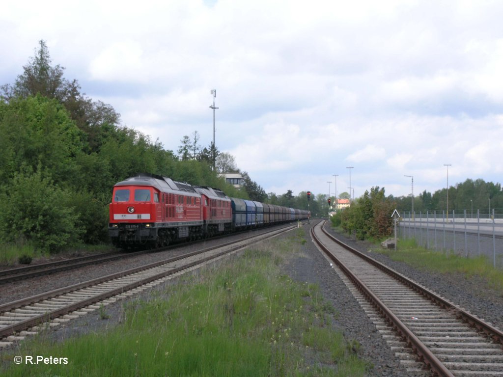 232 675-9 und eine Schwester Maschine durchfahren wiesau mit einer Polenkohle. 27.06.10