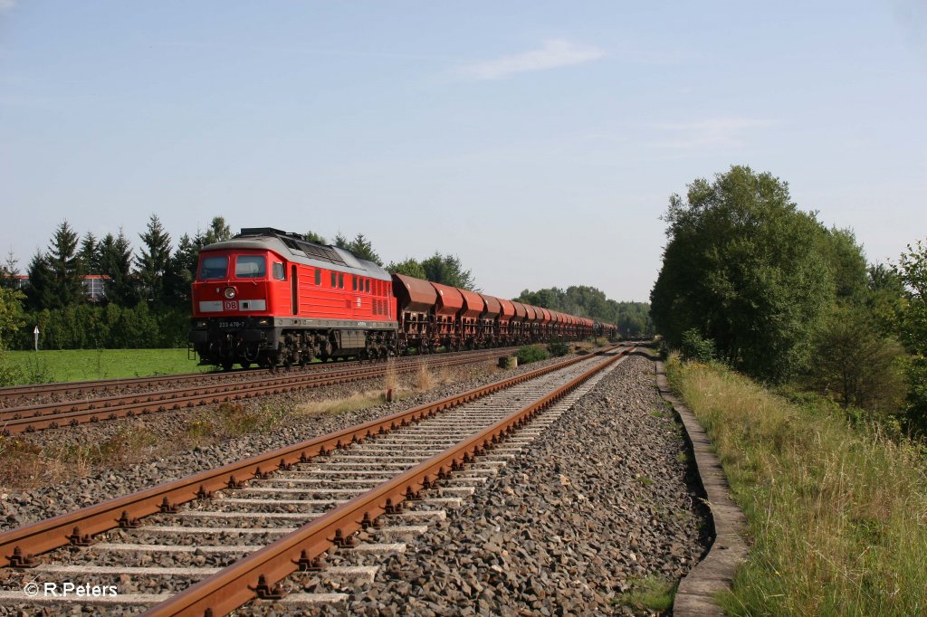 233 478-7 mit CFN 62723 Schotterzug aus Pechbrunn bei Schnfeld. 23.08.11