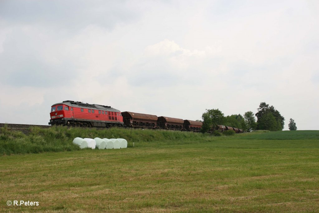 233 521-4 mit einem Schotterzug bei Waldershof. 31.05.12