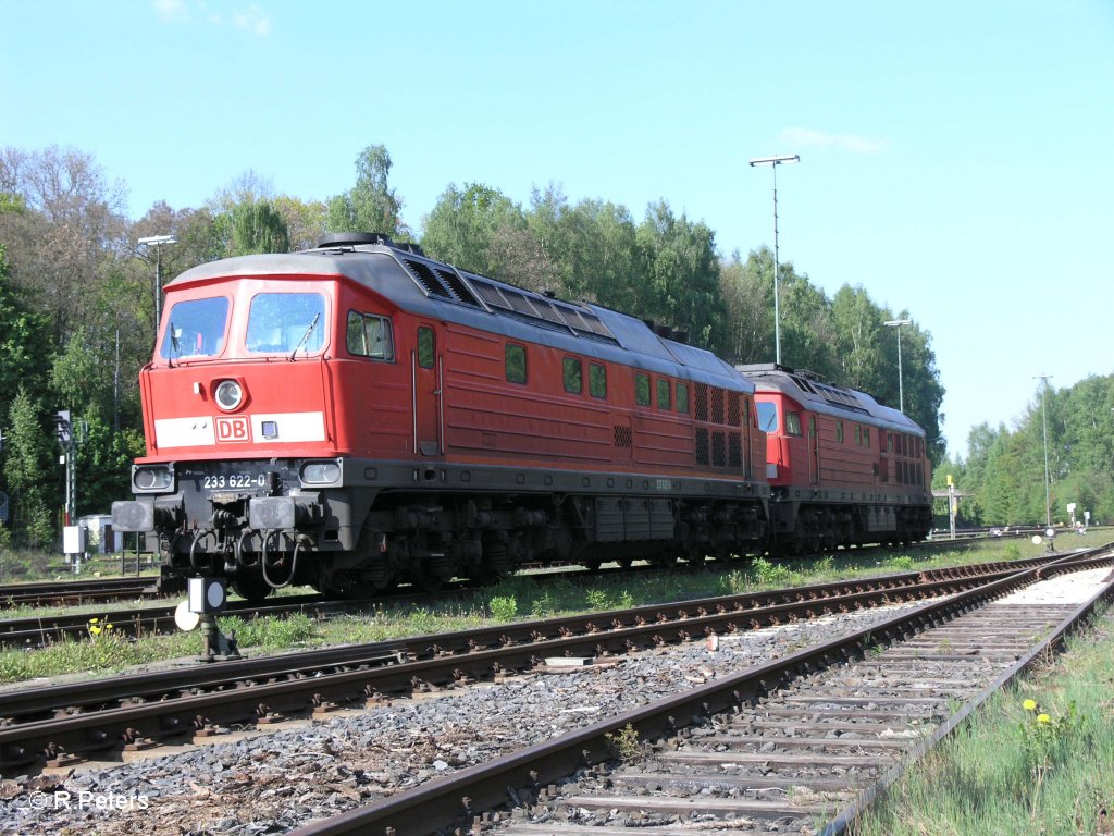 233 622-0 und 232 182-6 abgestellt in Marktredwitz. 02.05.09