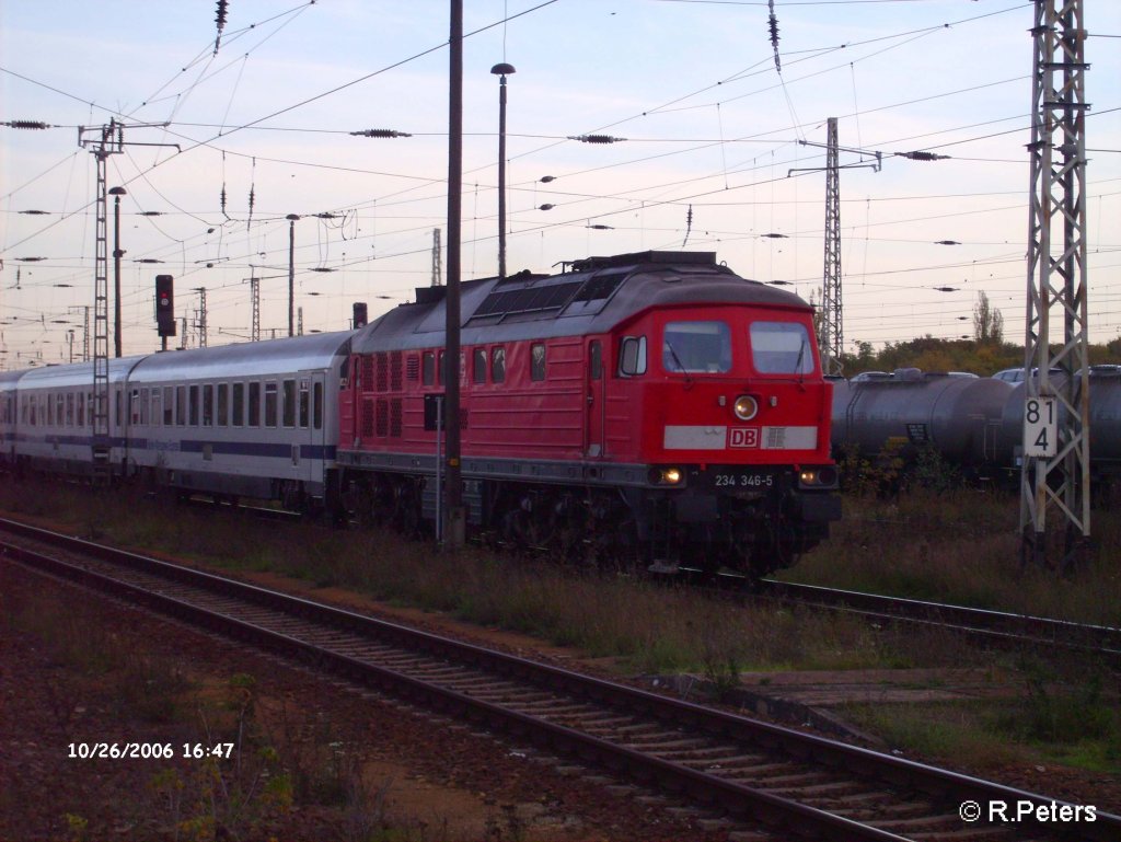 234 346-5 erreicht Frankfurt/oder mit dem EC46 nach Berlin den Bahnhof Frankfurt/Oder. 26.10.06