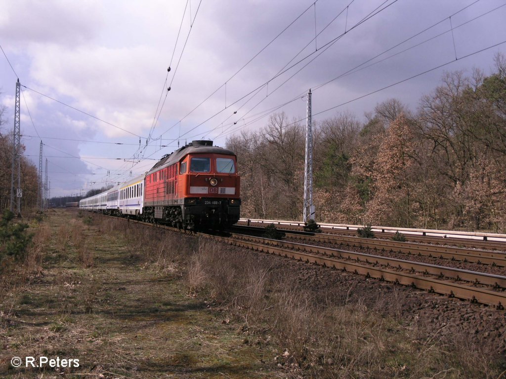 234 468-7 zieht bei Berlin-friedrichshagen ein BWE EC45 Warschau. 19.03.08