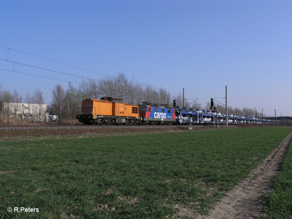 293 023 + 431 und BMW-Zug bei Podelwitz. 29.03.11