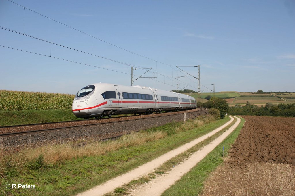 407 003-3 auf Probefahrt bei Einfahrt in Treuchtlingen. 16.09.11