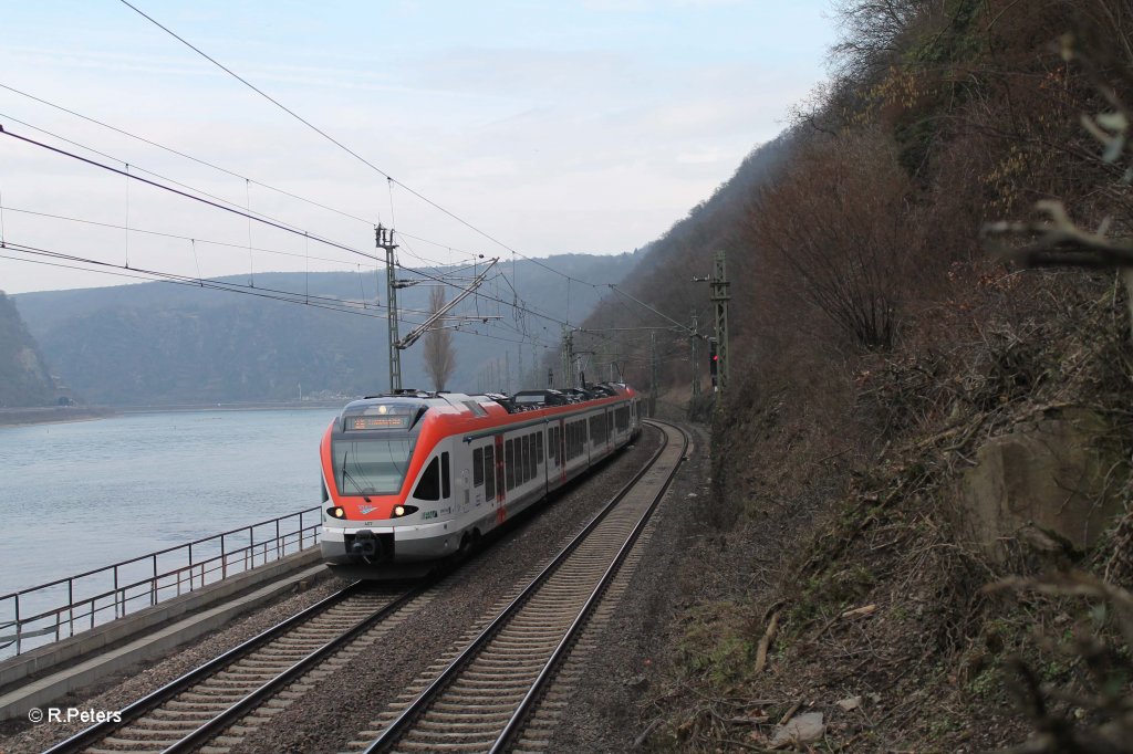 407 als SE25019 Neuwied - Frankfurt/Main beim Loreley Betriebsbahnhof. 08.03.13