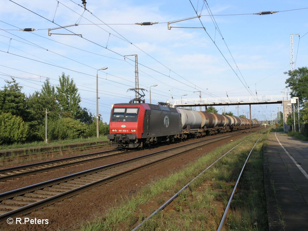 481 002-4 durchfhrt Saarmund mit ein Kesselzug. 17.08.08