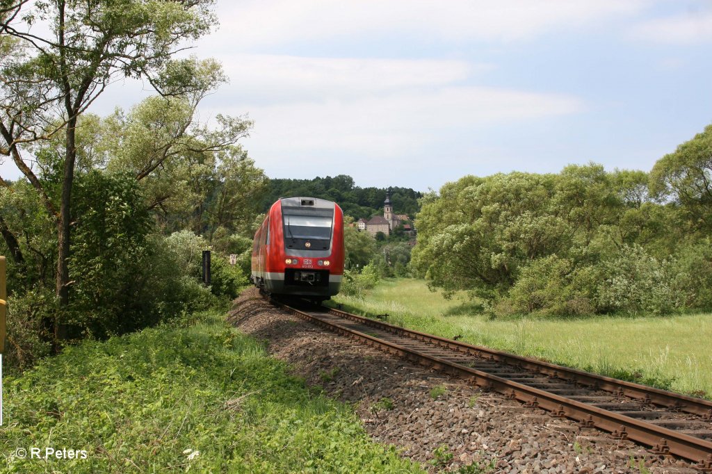 612 652-0 als RE3049 nach Saalfeld bei Trebgast. 02.06.11