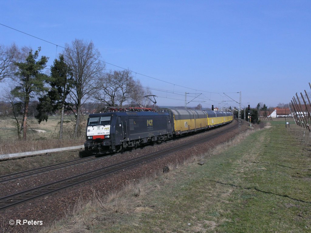 E189 935SE mit Autotransportzug bei Rohrbach. 24.03.11