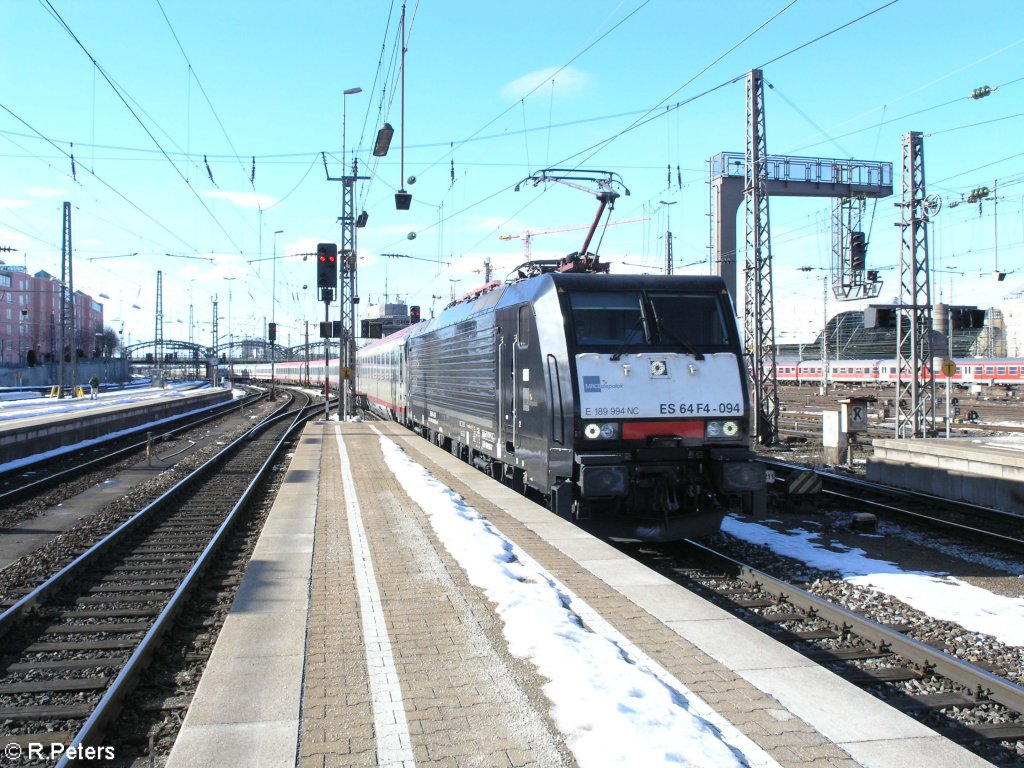 E189 erreicht Mnchen HBF mit dem EC 88 aus Verona. 21.02.10