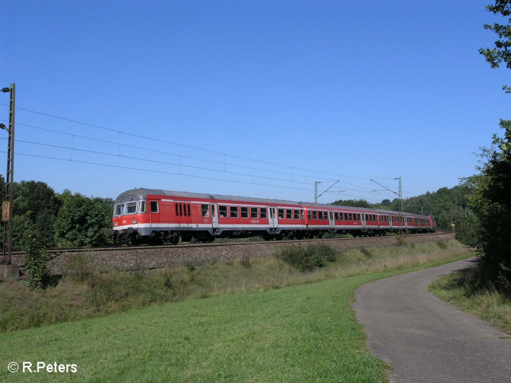 Eine RB Plattling rollt bei Edlhausen durch die Kurve mit ein Karlsruher Kopf. 09.09.08