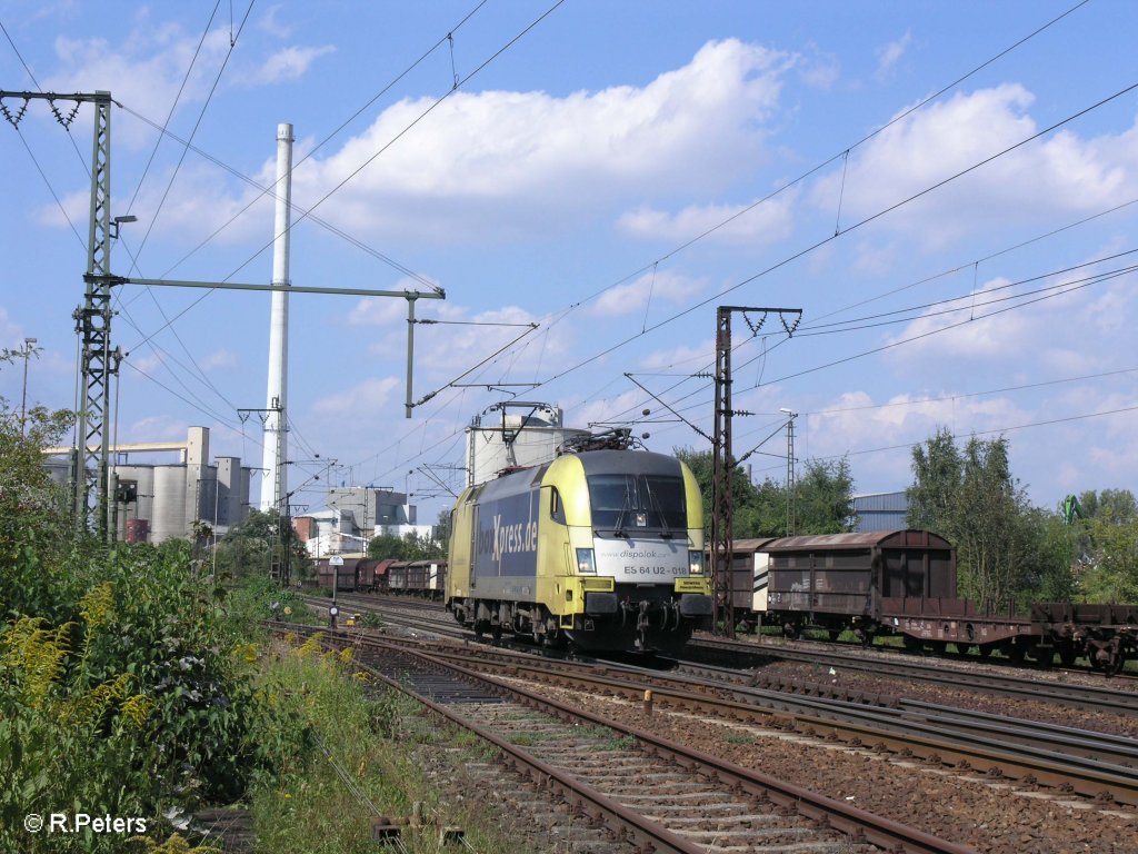 ES64 U2-018 kommt solo nach Regensburg Ost. 27.08.09