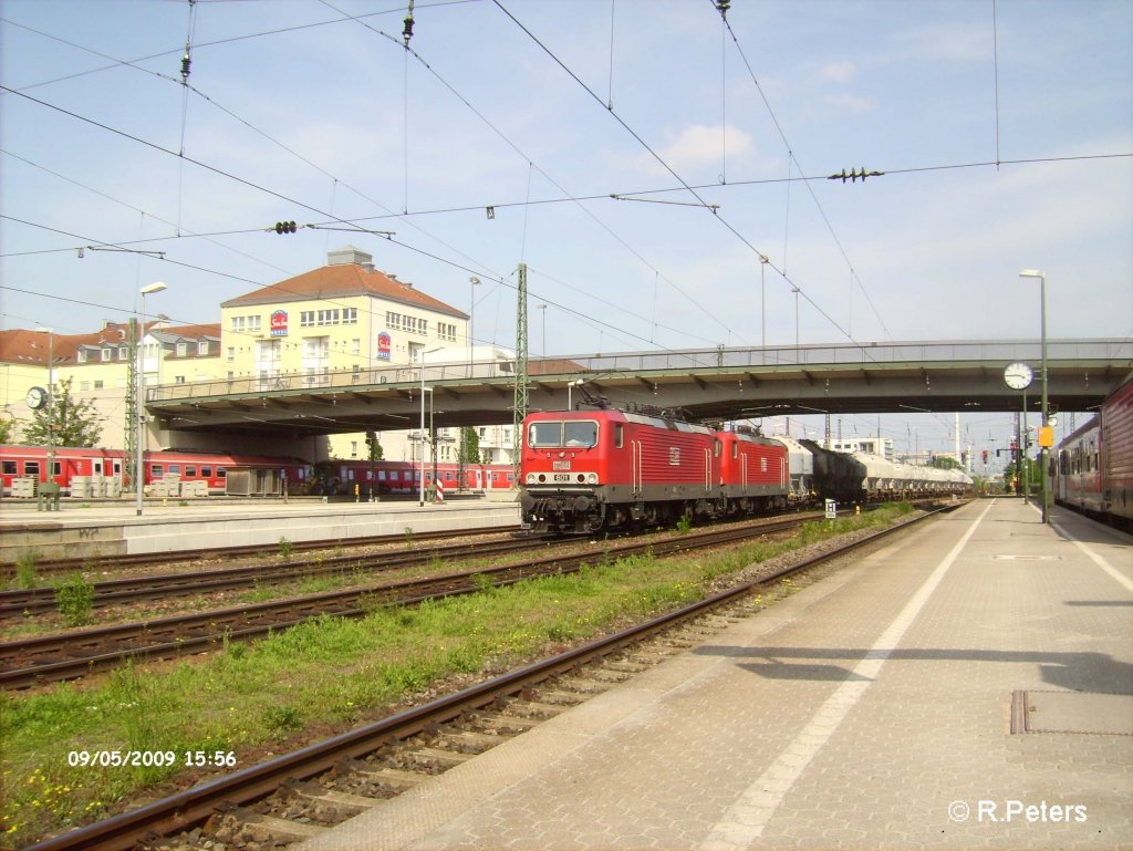 MEG 601+603 durchfahren Regensburg HBF mit ein leeren Zementzug nach Berlin. 09.05.09