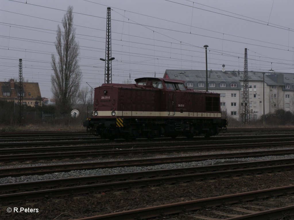 Nachschuss von 204 311-5 in Leipzig Schnefeld. 05.03.11