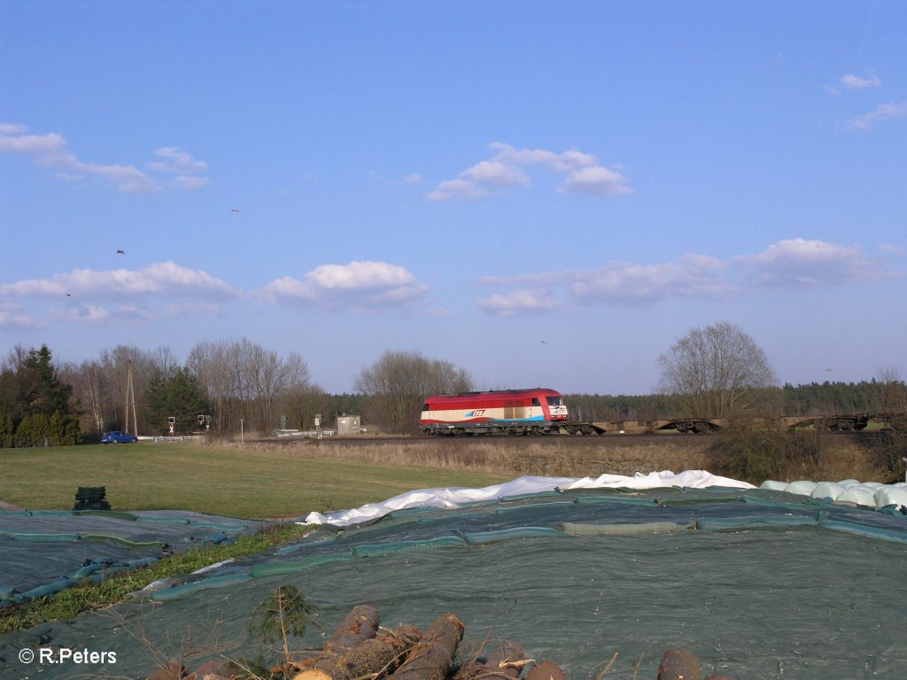 Nachschuss von 420 13 mit dne Containerzug nach Hof bei Schnfeld. 03.04.09