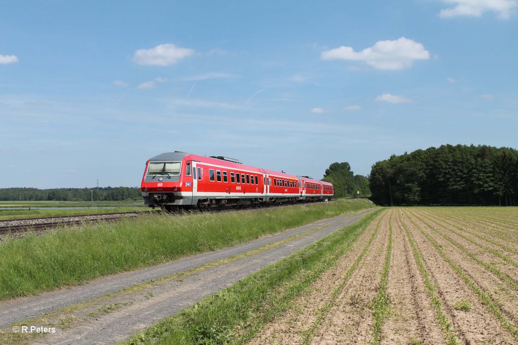 Nachschuss 610 016 als RE 3697 Hof - Regensburg bei Oberteich. 13.06.13