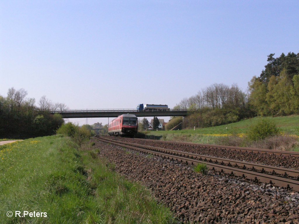 Nachschuss von 610 506-9 kurz vor Schwandorf. 27.04.08