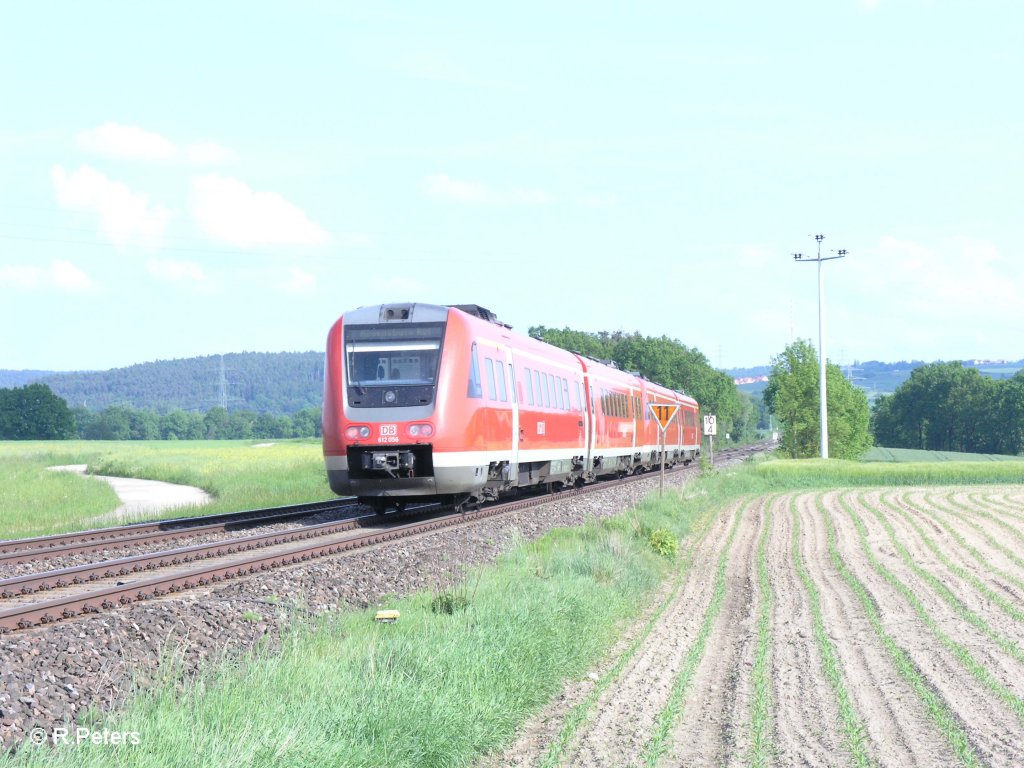 Nachschuss von 612 056 als RE 3695 nach Regensburg bei Zeitlarn. 29.05.10