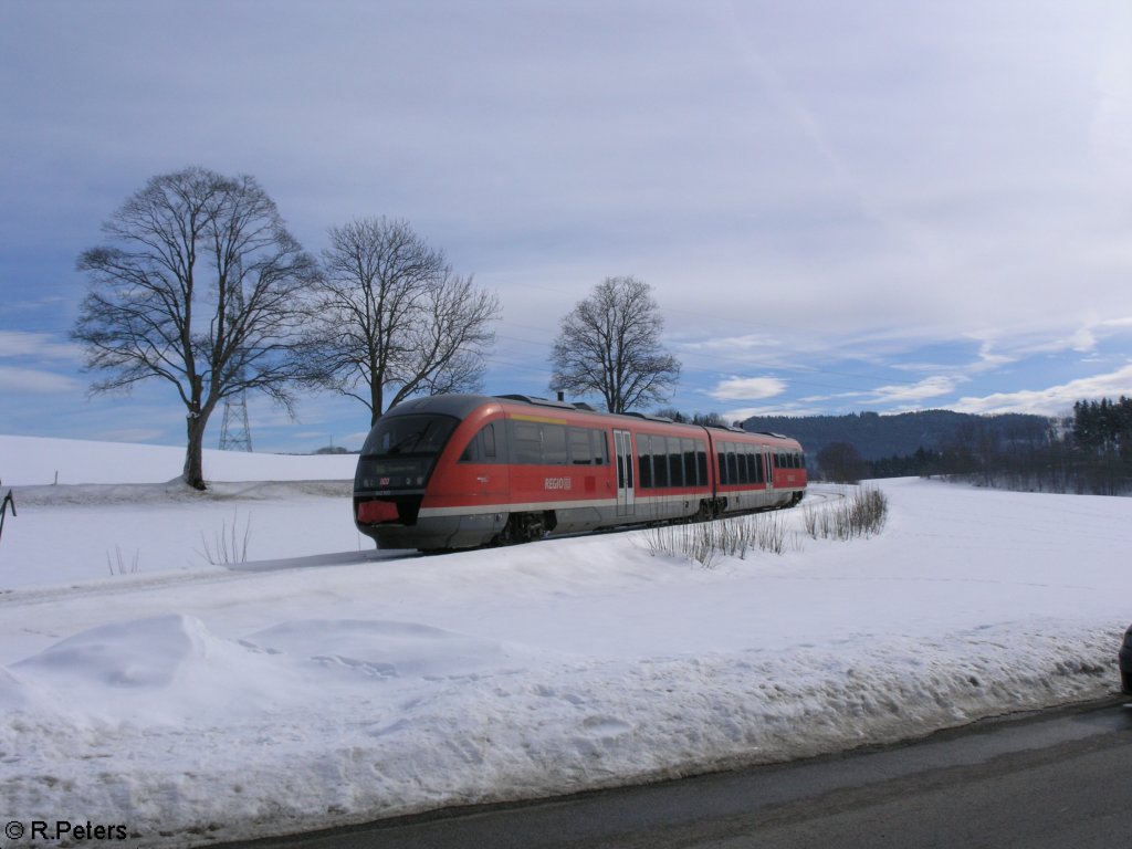 Nachschuss von 642 093 als RB5523 nach Pfronten-Steinach. 17.02.10