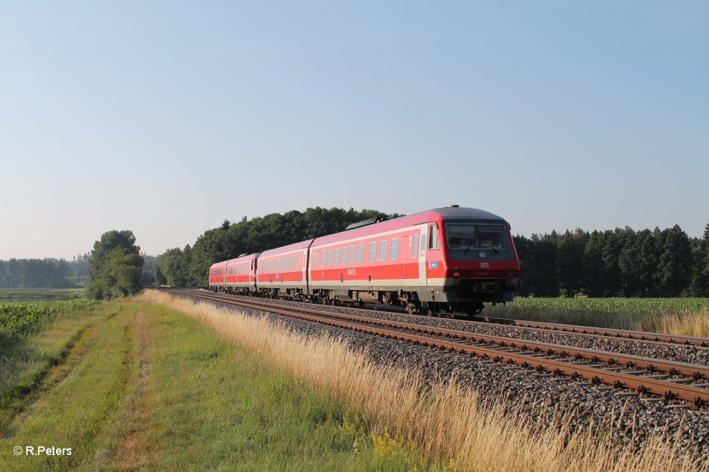 Nachschuss auf 610 509 + 005 als RE 3693 Hof - Regensburg bei Oberteich. 17.07.13