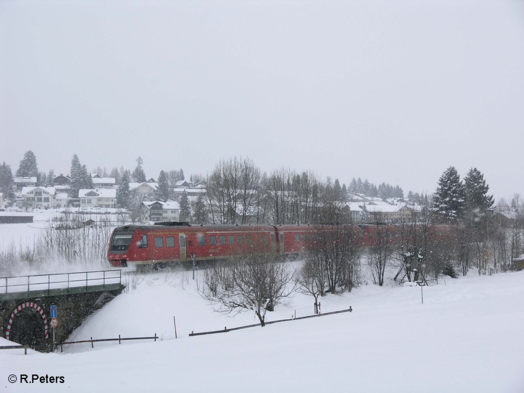 Nachschuss von den beiden 612ern die durch martinszell in Richtung Kempten rollen. 24.02.09