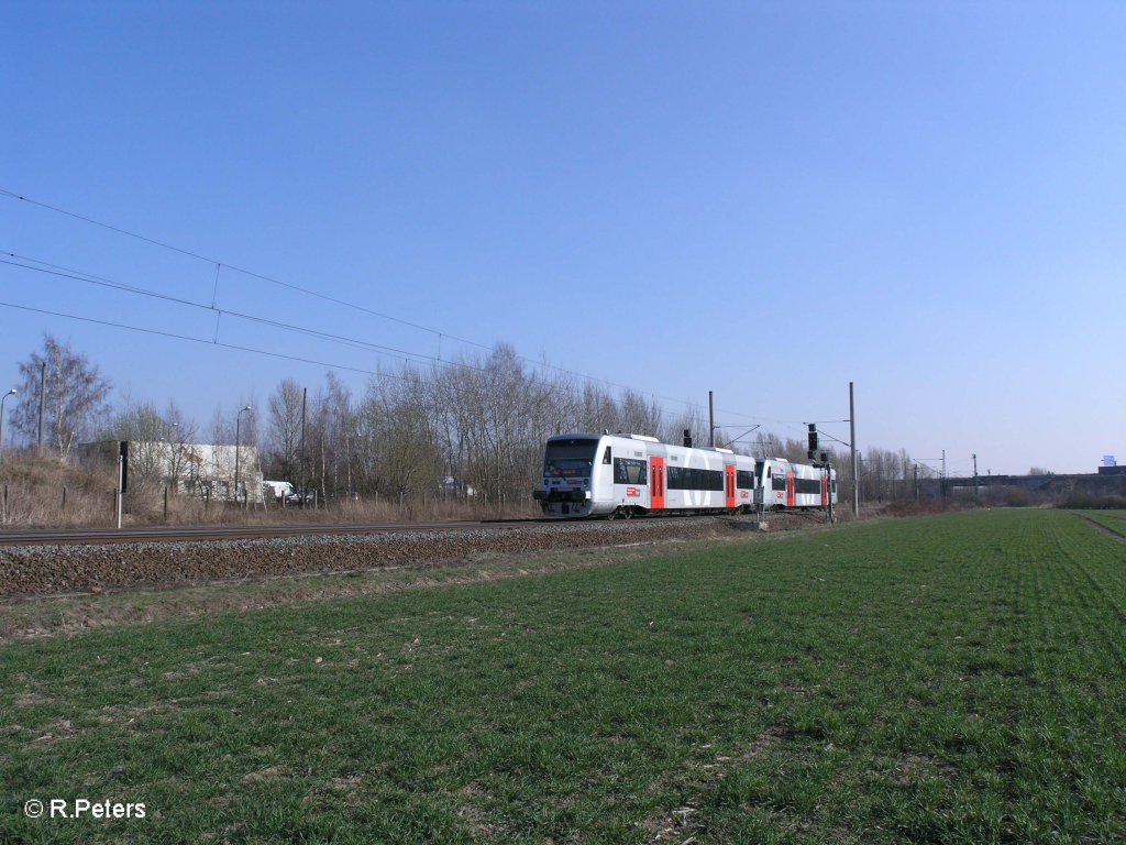 VT 015 (95 80 0650 547-2 D-VVRO)+ VT 002 (95 80 0650 534-0 D-VVRO)als MRB80268 Bitterfeld - Leipzig. 29.03.11