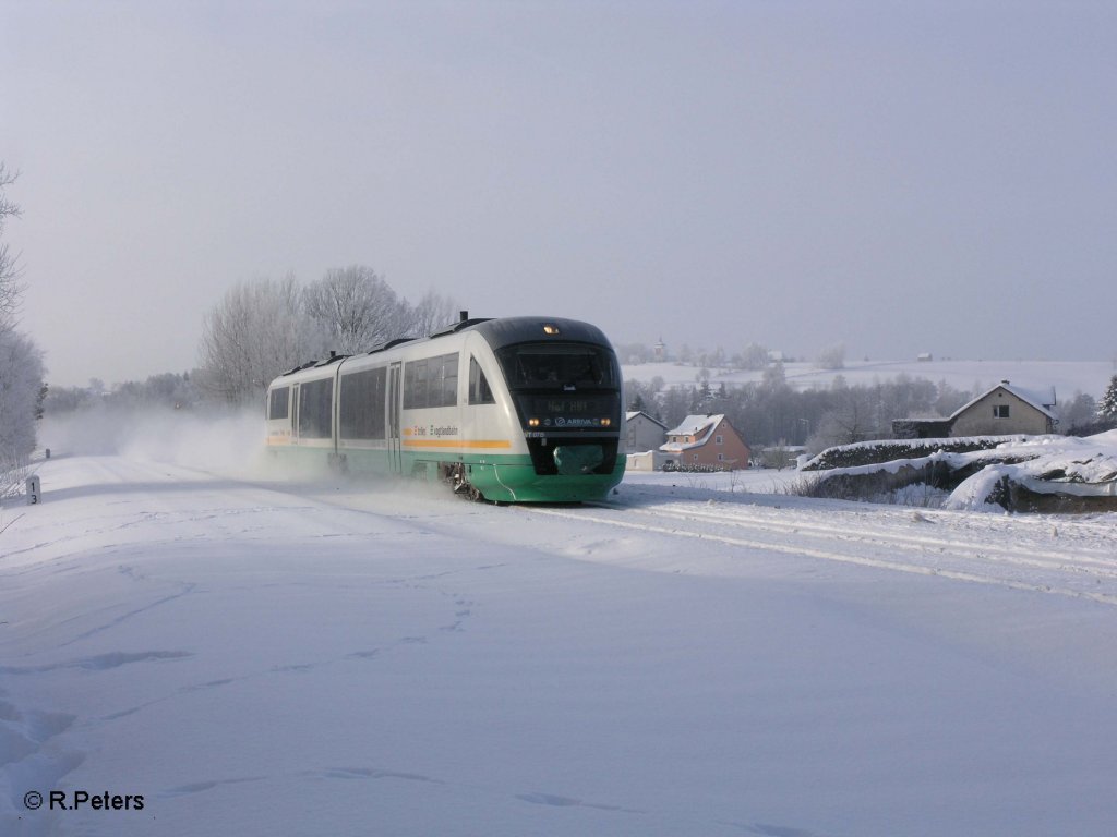 VT07 mit der VBG 81108 nach Hof und 45min versptung bei Schnfeld. 29.12.10