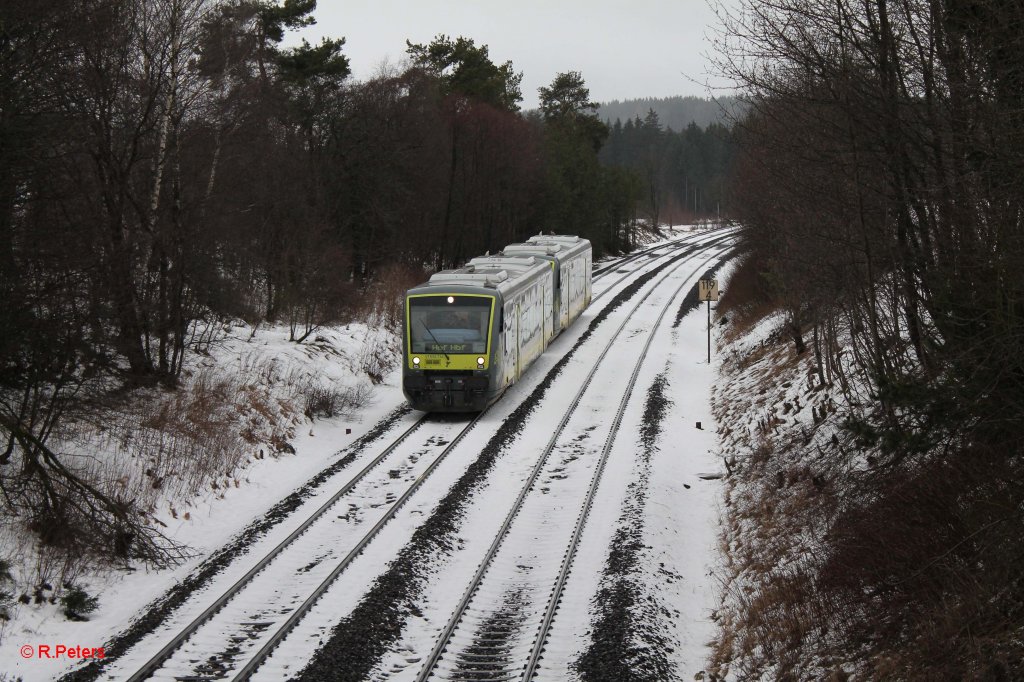 VT650.734 und VT650.729 als ag nach Hof/Marktredwitz bei Waldershof. 05.02.13