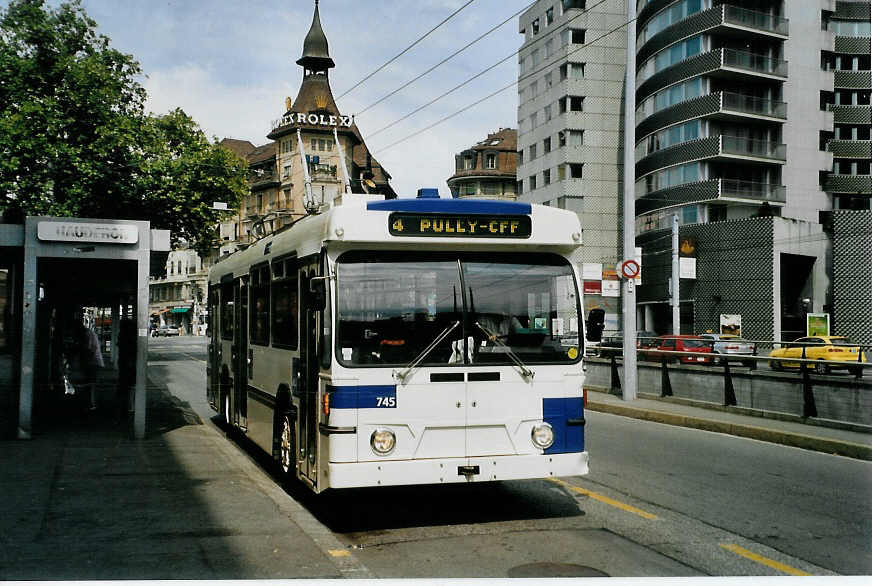 (087'824) - TL Lausanne - Nr. 745 - FBW/Hess Trolleybus am 26. Juli 2006 in Lausanne, Chauderon