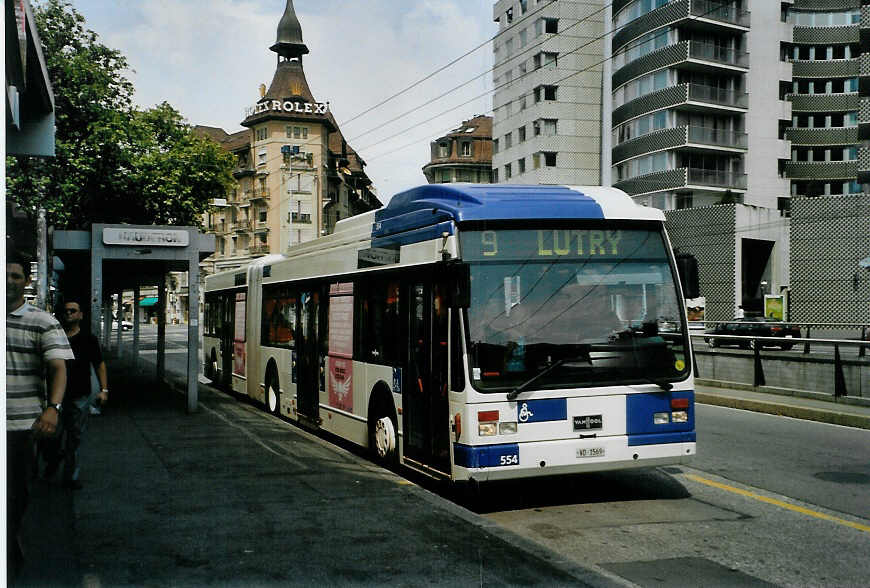 (087'829) - TL Lausanne - Nr. 554/VD 1569 - Van Hool am 26. Juli 2006 in Lausanne, Cauderon