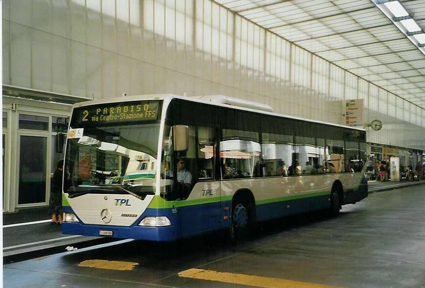 (088'624) - TPL Lugano - Nr. 15/TI 309'580 - Mercedes am 2. August 2006 in Lugano, Centro