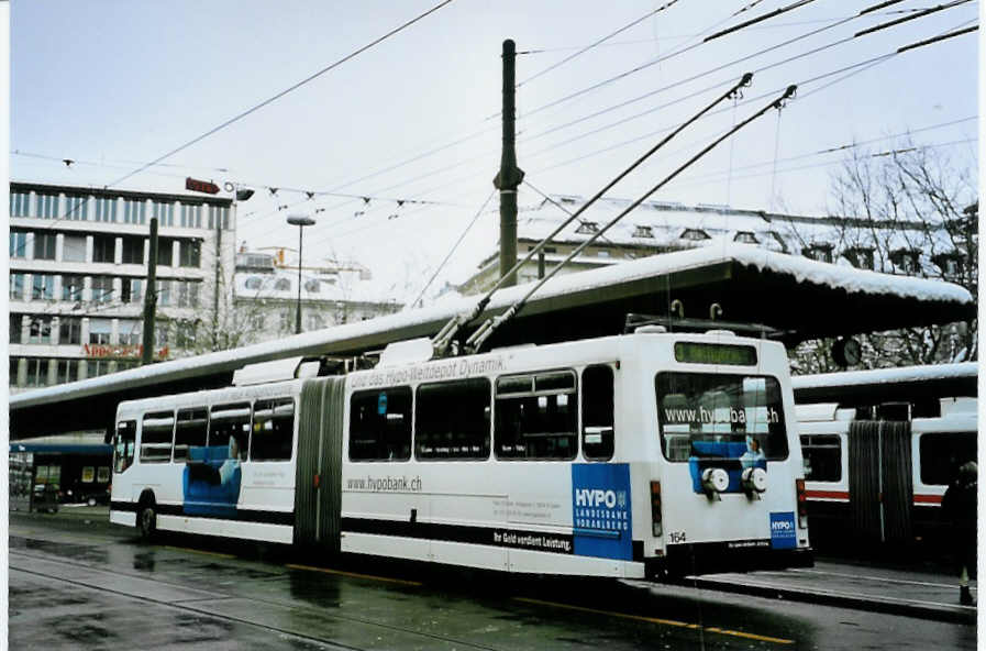 (093'123) - VBSG St. Gallen - Nr. 164 - NAW/Hess Gelenktrolleybus am 22. Mrz 2007 beim Bahnhof St. Gallen