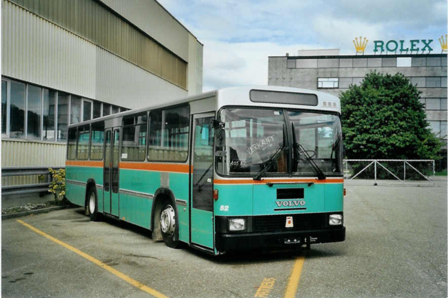 (094'914) - TPF Fribourg - Nr. 52 - Volvo/R&J (ex GFM Fribourg Nr. 52) am 27. Mai 2007 in Biel, Rattinbus
