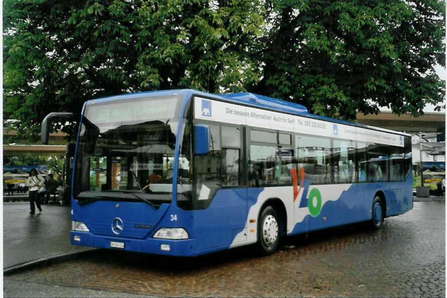 (095'135) - VZO Grningen - Nr. 34/ZH 124'134 - Mercedes am 2. Juni 2007 beim Bahnhof Wetzikon