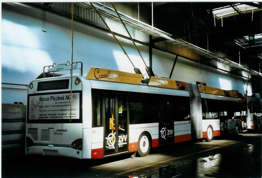 (098'535) - SW Winterthur - Nr. 177 - Solaris Gelenktrolleybus am 15. September 2007 in Winterthur, Depot Grzefeld