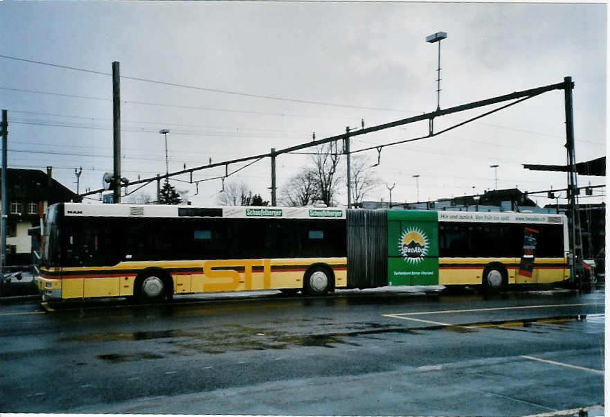 (101'813) - STI Thun - Nr. 89/BE 572'089 - MAN am 10. Dezember 2007 beim Bahnhof Thun (prov. Haltestelle)